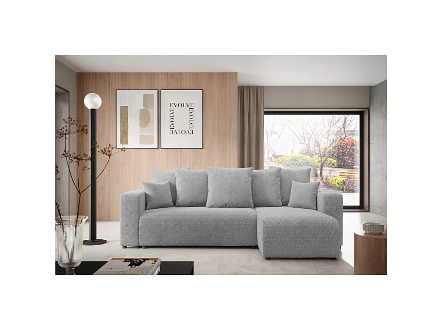 Canapé d'angle convertible LAVIA en Tissu Anti tâche hydrophobe Doux au Toucher