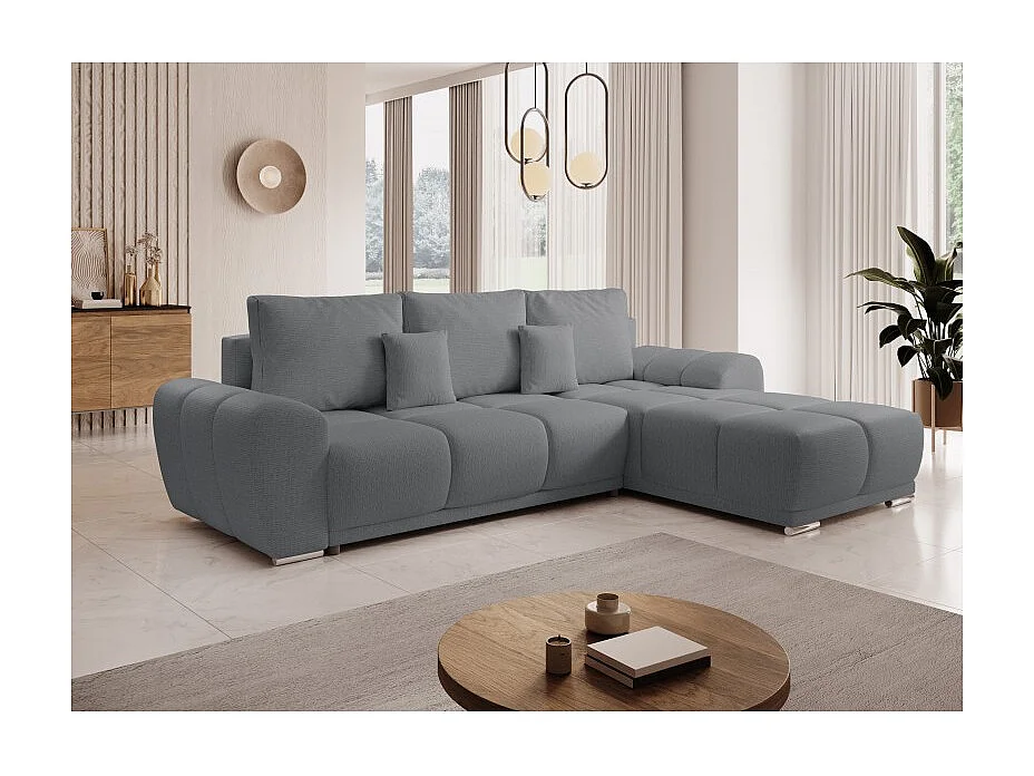 Canapé d'angle convertible BELUGIA en tissu anti tâche hydrophobe