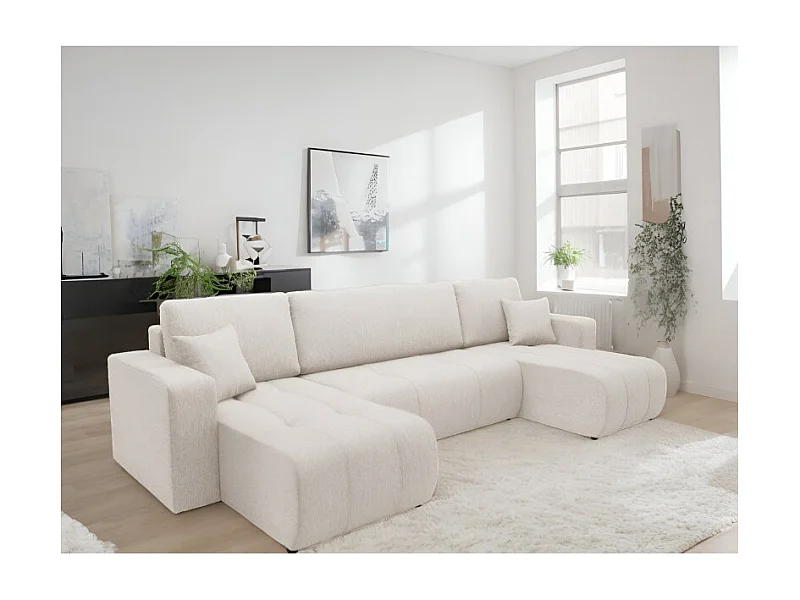 Canapé d'angle panoramique LIDIA en tissu