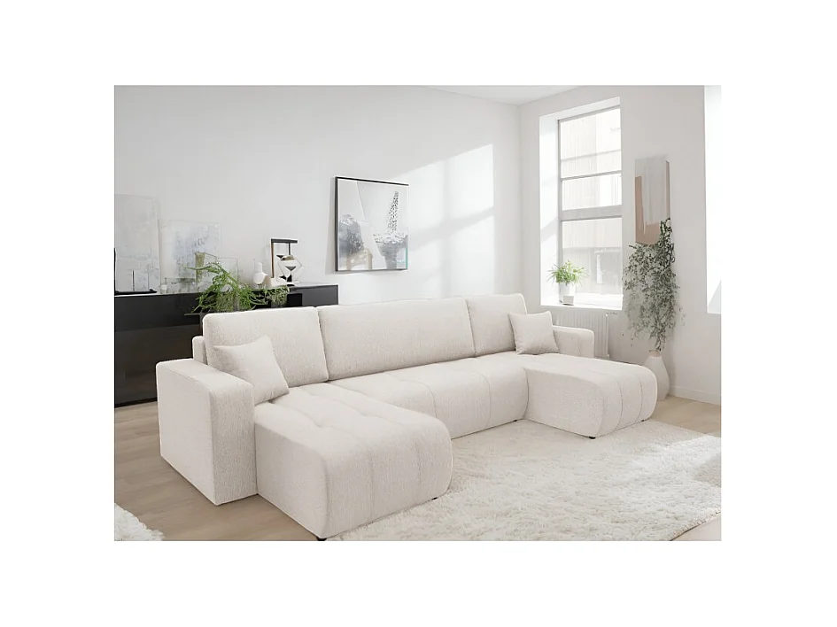 Canapé d'angle panoramique LIDIA en tissu