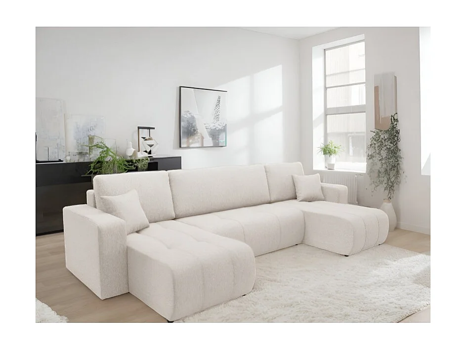 Canapé d'angle panoramique LIDIA en tissu