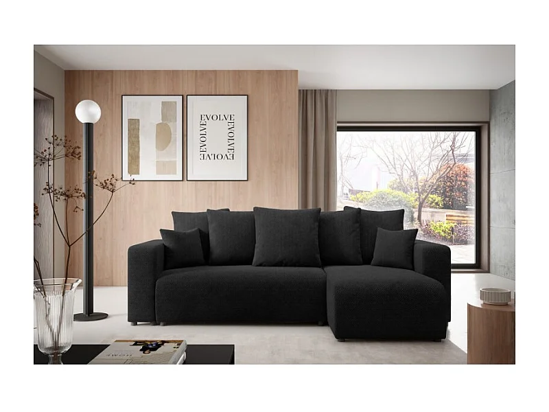 Canapé d'angle convertible LAVIA en Tissu Anti tâche hydrophobe Doux au Toucher