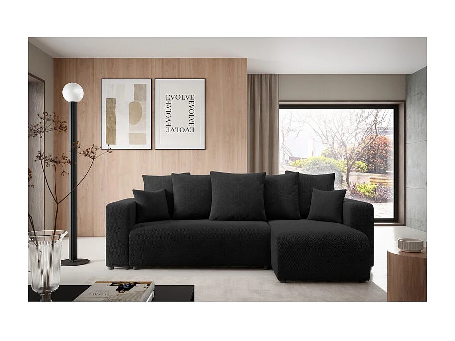 Canapé d'angle convertible LAVIA en Tissu Anti tâche hydrophobe Doux au Toucher