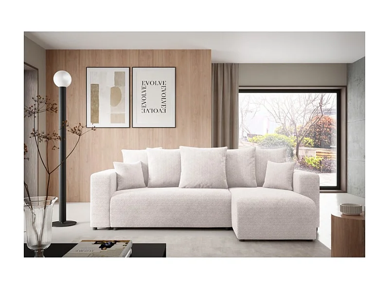Canapé d'angle convertible LAVIA en Tissu Anti tâche hydrophobe Doux au Toucher