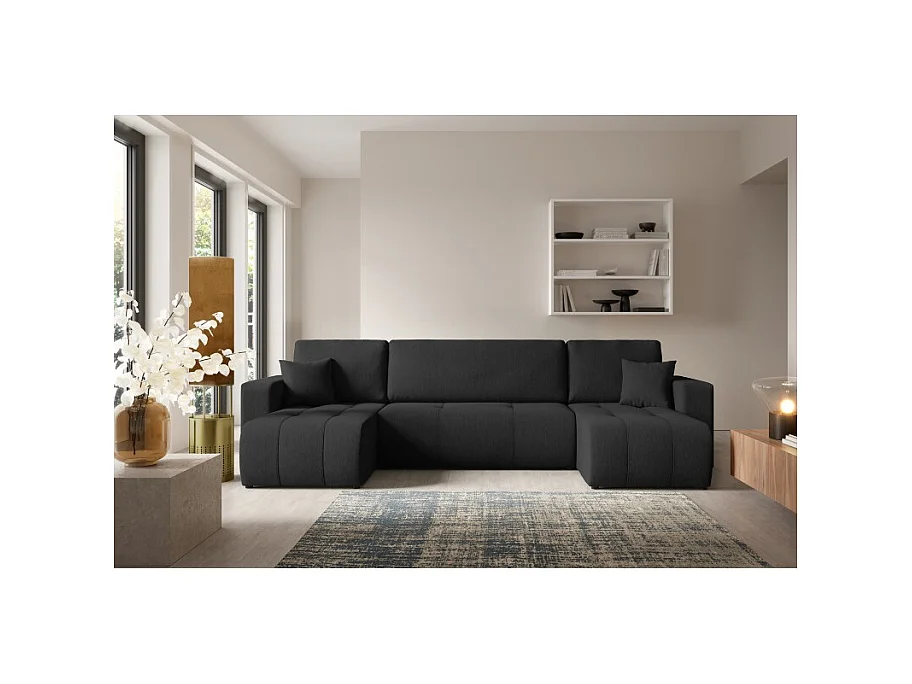 Canapé d'angle panoramique LIDIA en tissu
