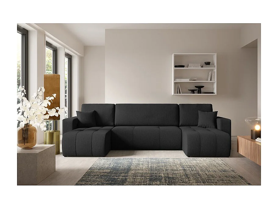 Canapé d'angle panoramique LIDIA en tissu