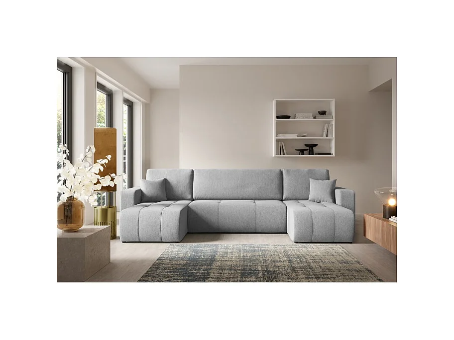 Canapé d'angle panoramique LIDIA en tissu