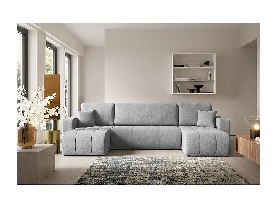 Canapé d'angle panoramique LIDIA en tissu