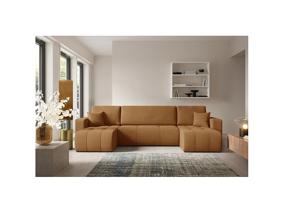 Canapé d'angle panoramique LIDIA en tissu