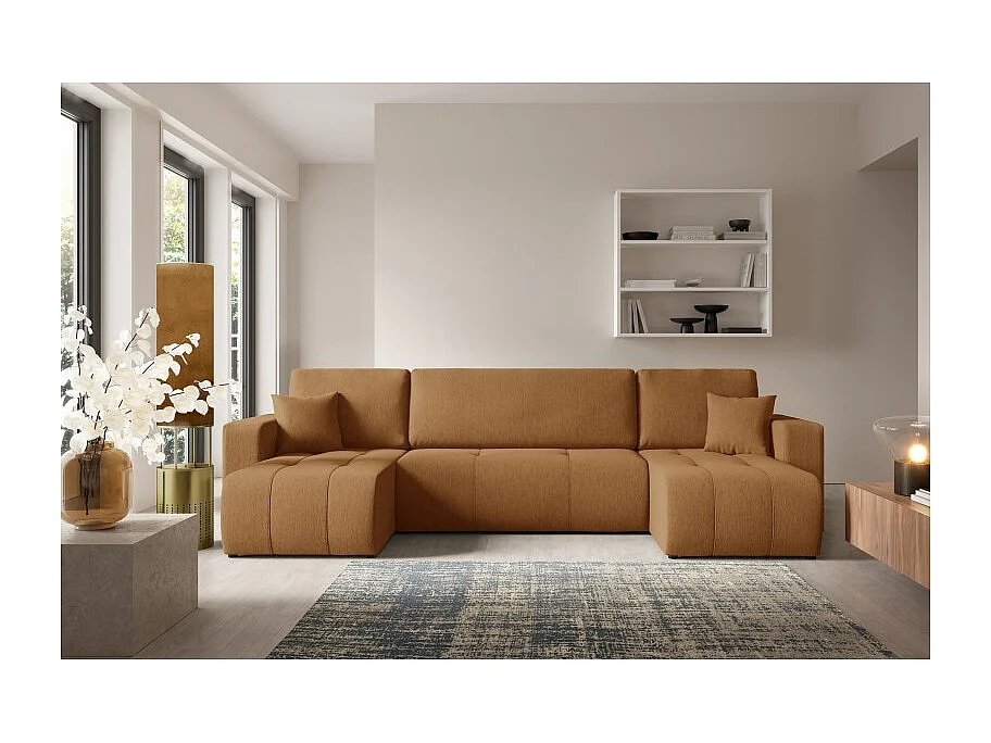 Canapé d'angle panoramique LIDIA en tissu