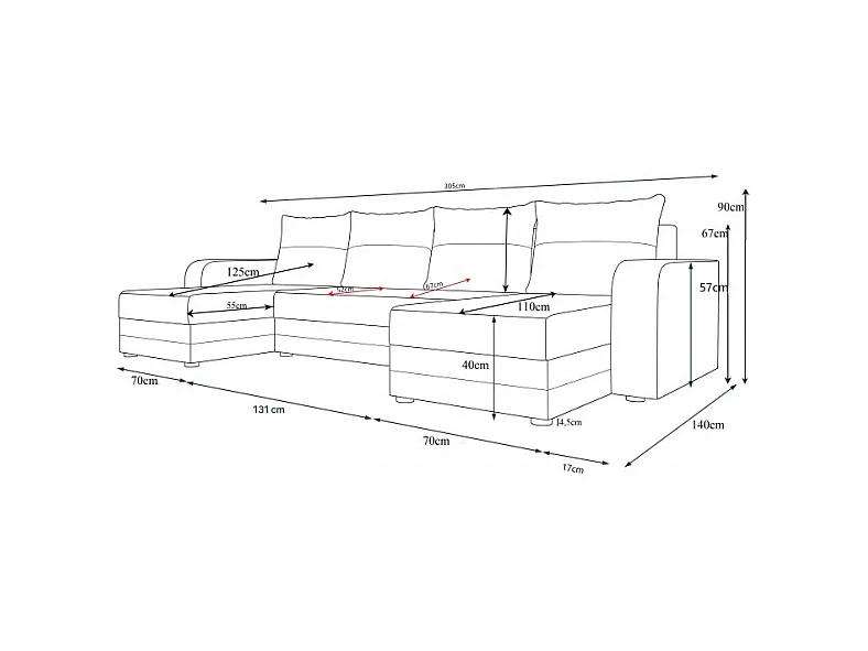 Canapé d'angle panoramique convertible NOLATIO U