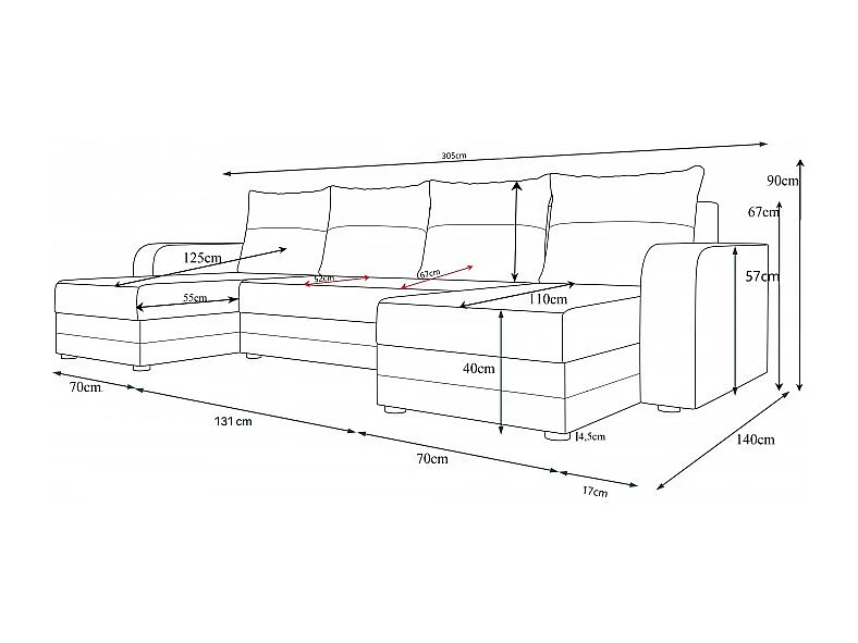 Canapé d'angle panoramique convertible NOLATIO U