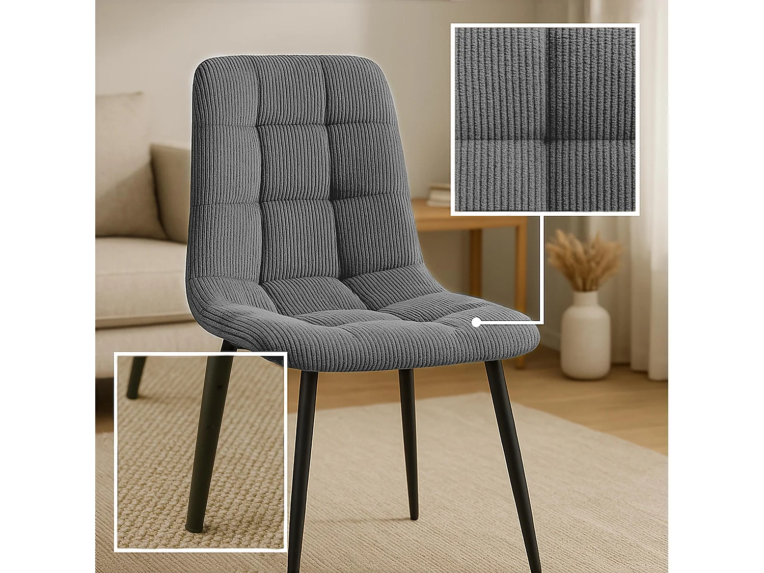 chaise salle à manger - Cordon - Gris - Antibes