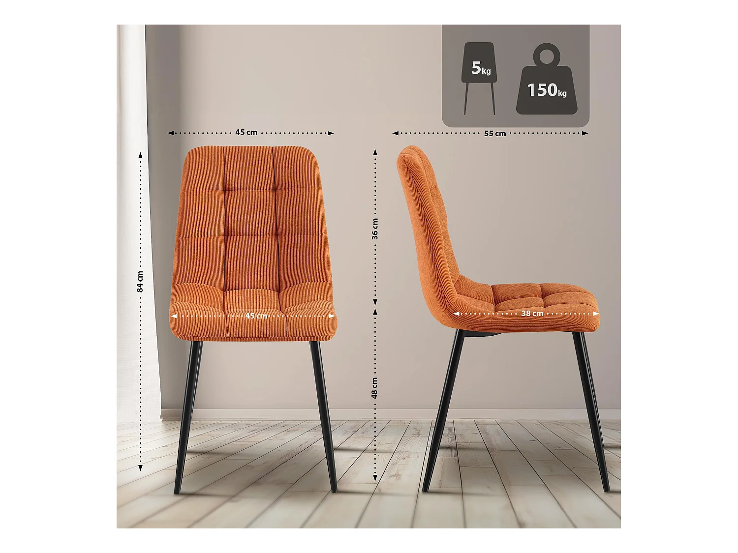 chaise salle à manger - Cordon - Orange - Antibes