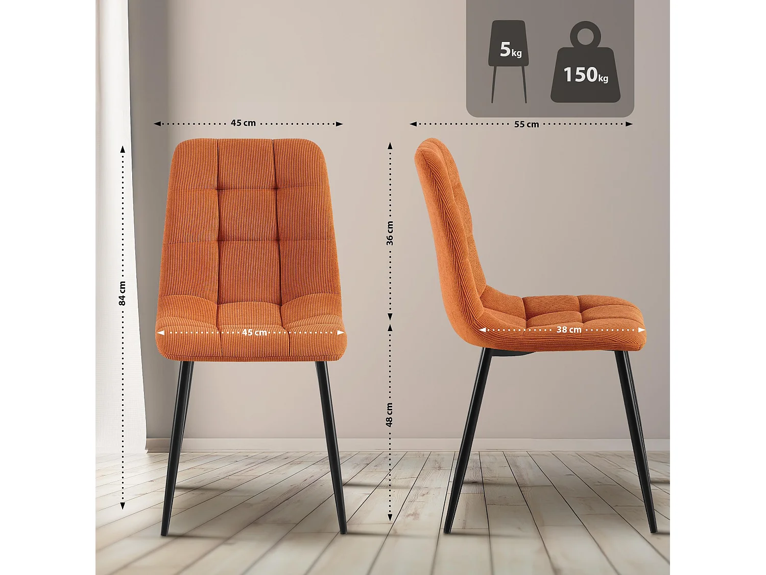 chaise salle à manger - Cordon - Orange - Antibes