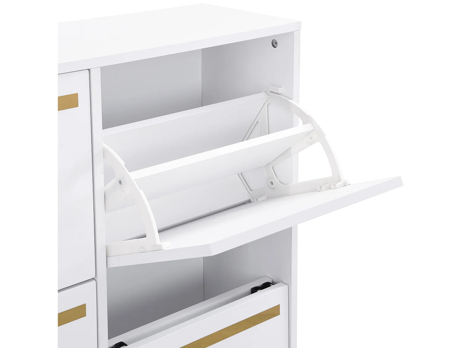 Armoire à Chaussures avec Tabouret à Langer étagère à Chaussures avec 3 Rabats , Blanc