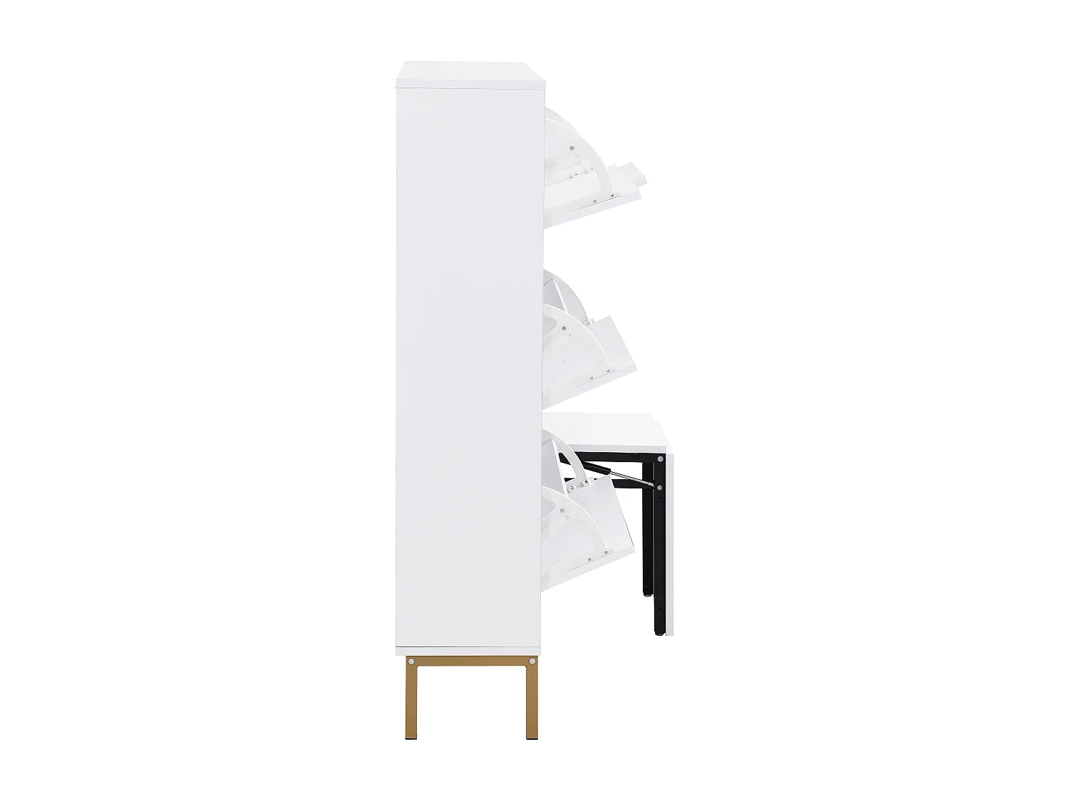 Armoire à Chaussures avec Tabouret à Langer étagère à Chaussures avec 3 Rabats , Blanc