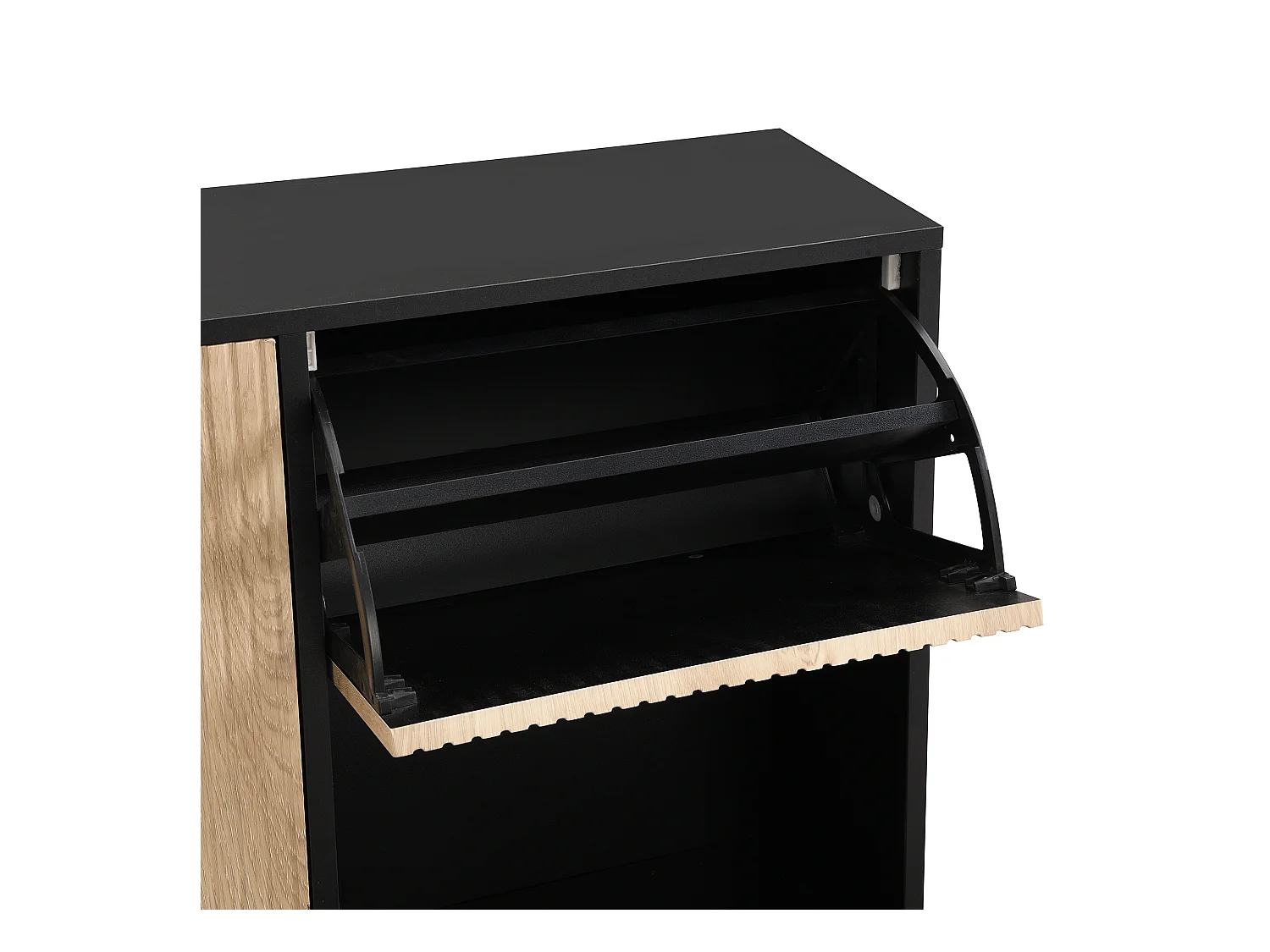 Armoire à Chaussures avec Tabouret à Langer étagère à Chaussures avec 3 Rabats , Noir