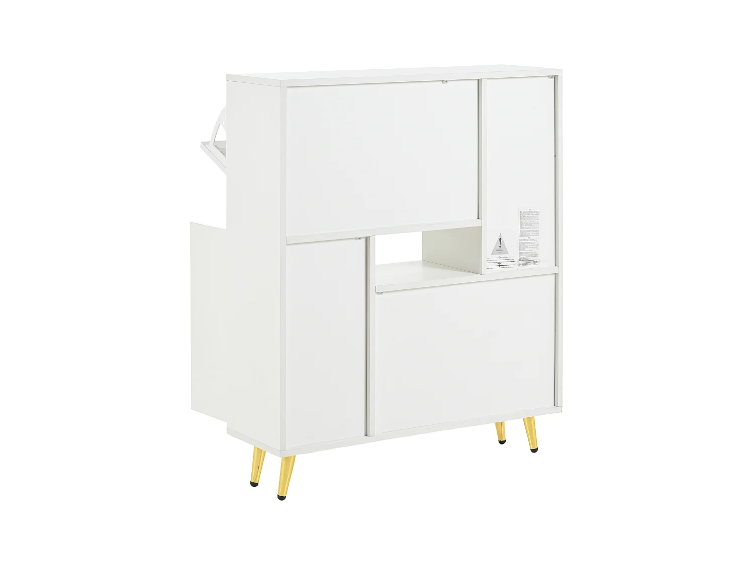Armoire à Chaussures Moderne avec façades Brillantes,Portes à étagères réglables,LED Couleurs, Blanc