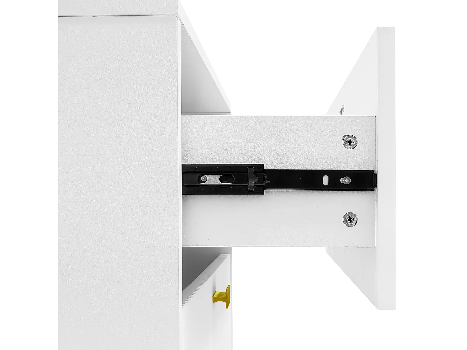 Zapatero multifuncional doble con asas doradas y patas doradas, color blanco