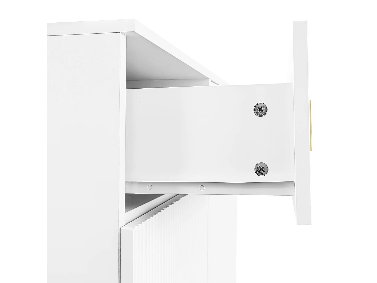 Armoire à chaussures multifonction avec poignée, Buffet avec 2 tiroirs et 2 portes, Blanc