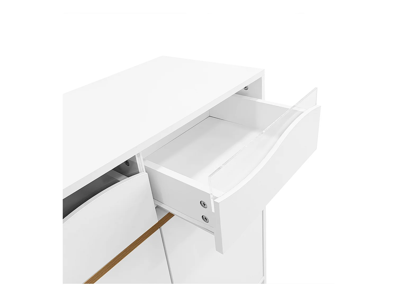 Armoire à chaussures blanc moderneavec LED et 2 tiroirs, design et éclairage pour couloir