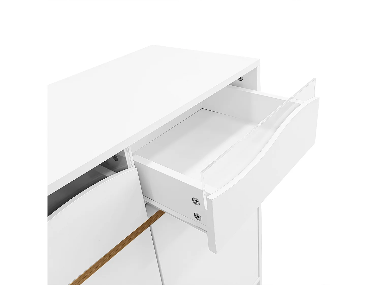 Armoire à chaussures blanc moderneavec LED et 2 tiroirs, design et éclairage pour couloir