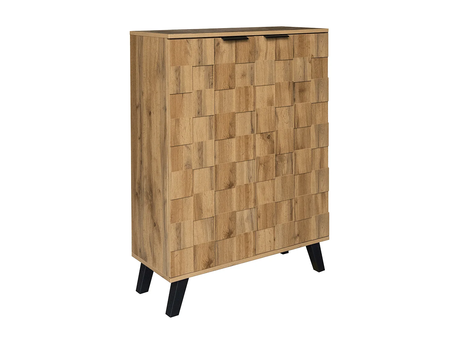 Armoire à Chaussures Moderne avec 5 Compartiments, Armoire de Rangement avec 2 Portes, Couleur Bois