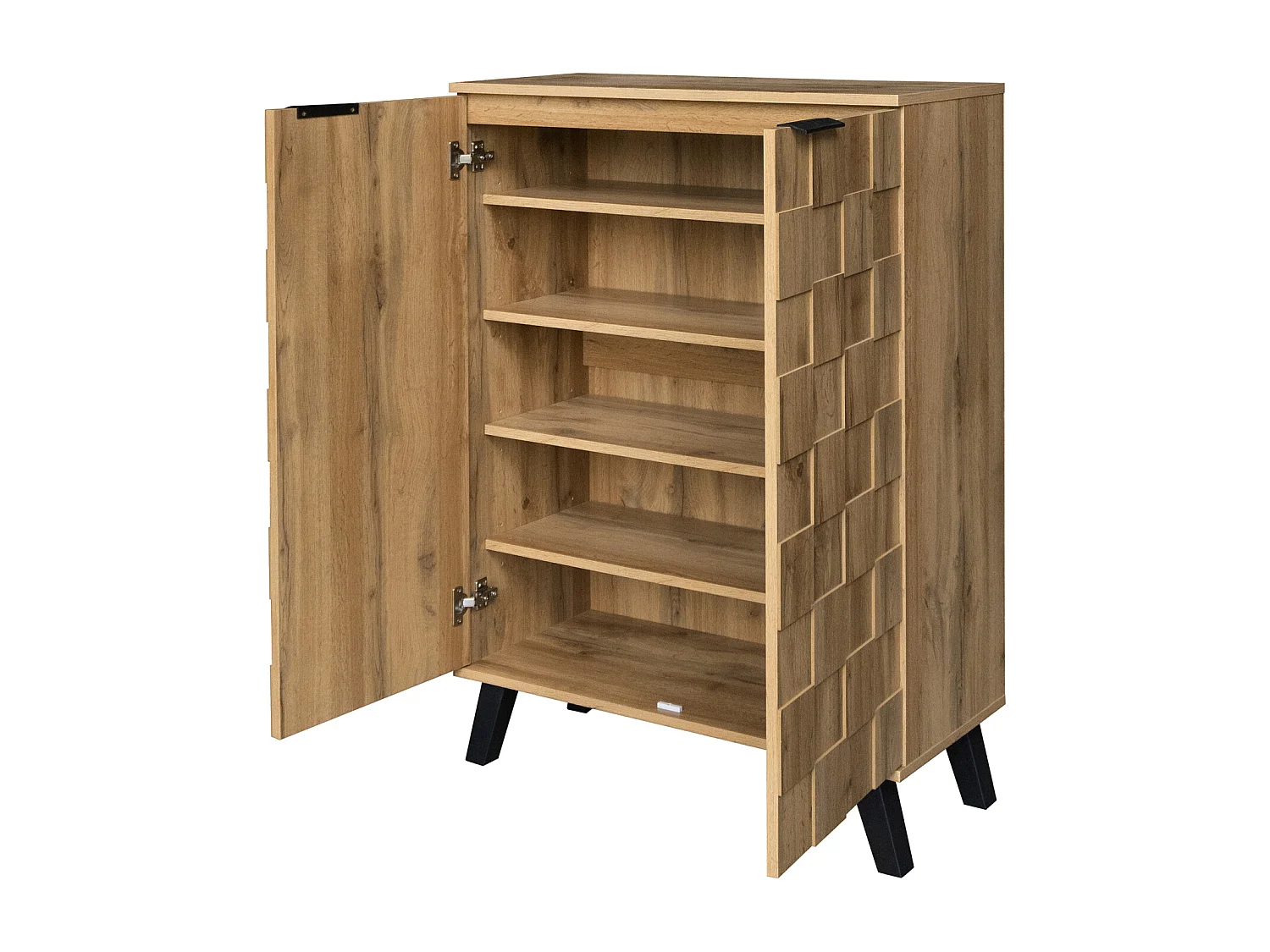 Armoire à Chaussures Moderne avec 5 Compartiments, Armoire de Rangement avec 2 Portes, Couleur Bois
