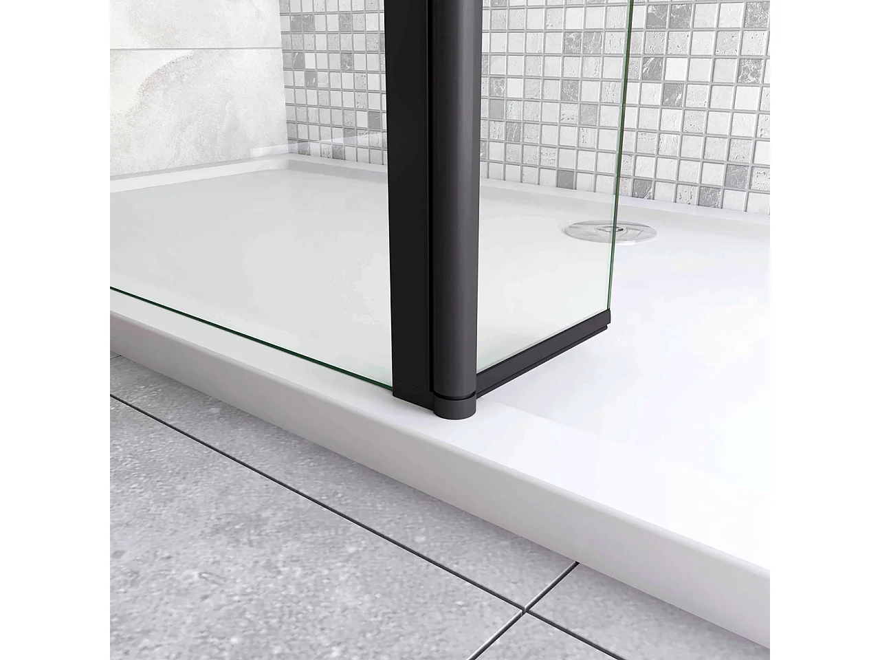 Inloopdouche-douchewand-walk in 10mm NANO EasyClean veiligheidsglas,30x200cm+30x200cm draaibaar hoekprofiel F-vorm: 90 Stabilisatiestang,mat zwart aluminium profiel