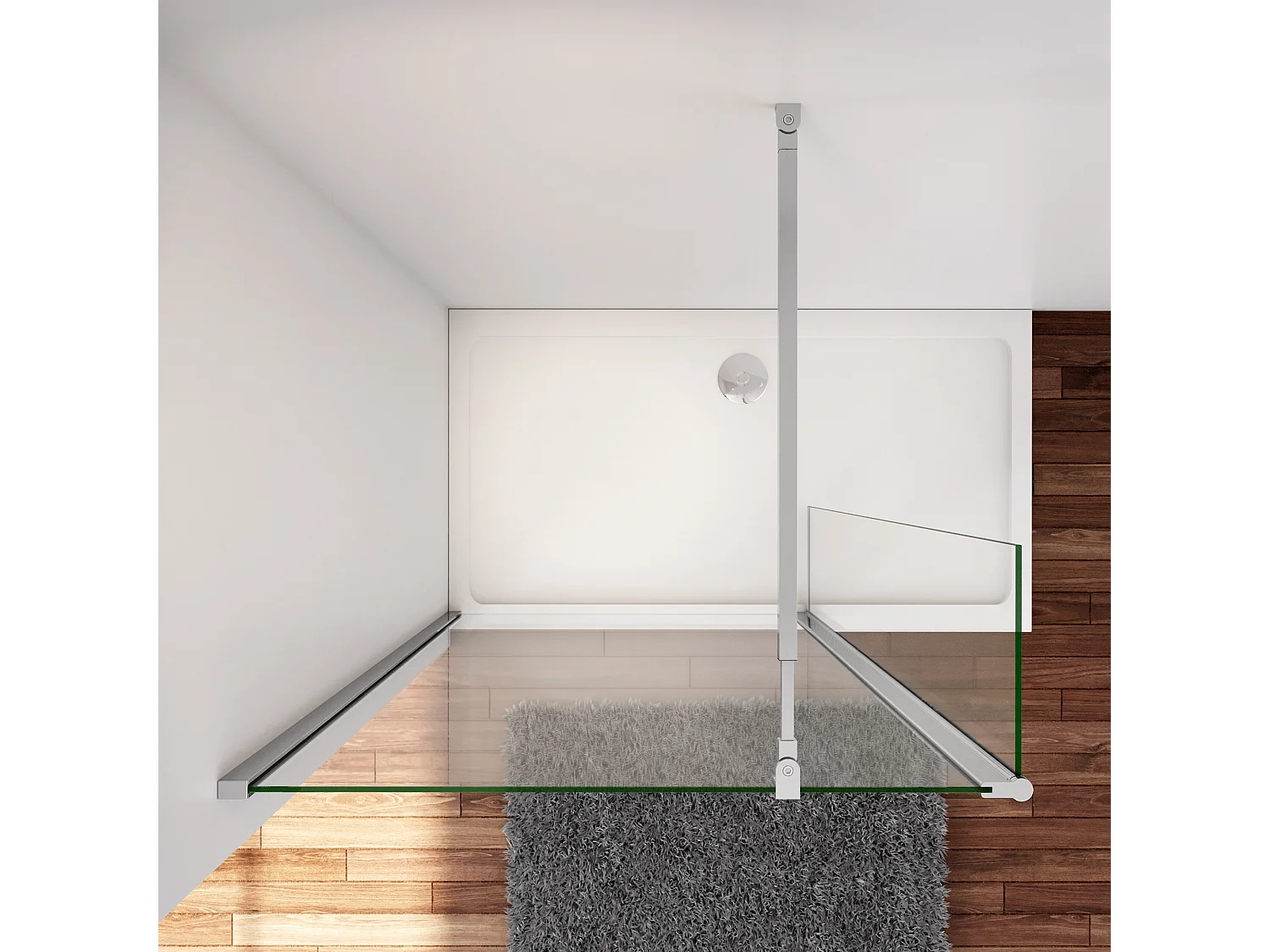 Inloopdouche-douchewand-walk in 8mm NANO EasyClean veiligheidsglas，100x200cm+40x200cm draaibaar hoekprofiel+73-120cm Stabilisatiestang,glanzend chroom profiel