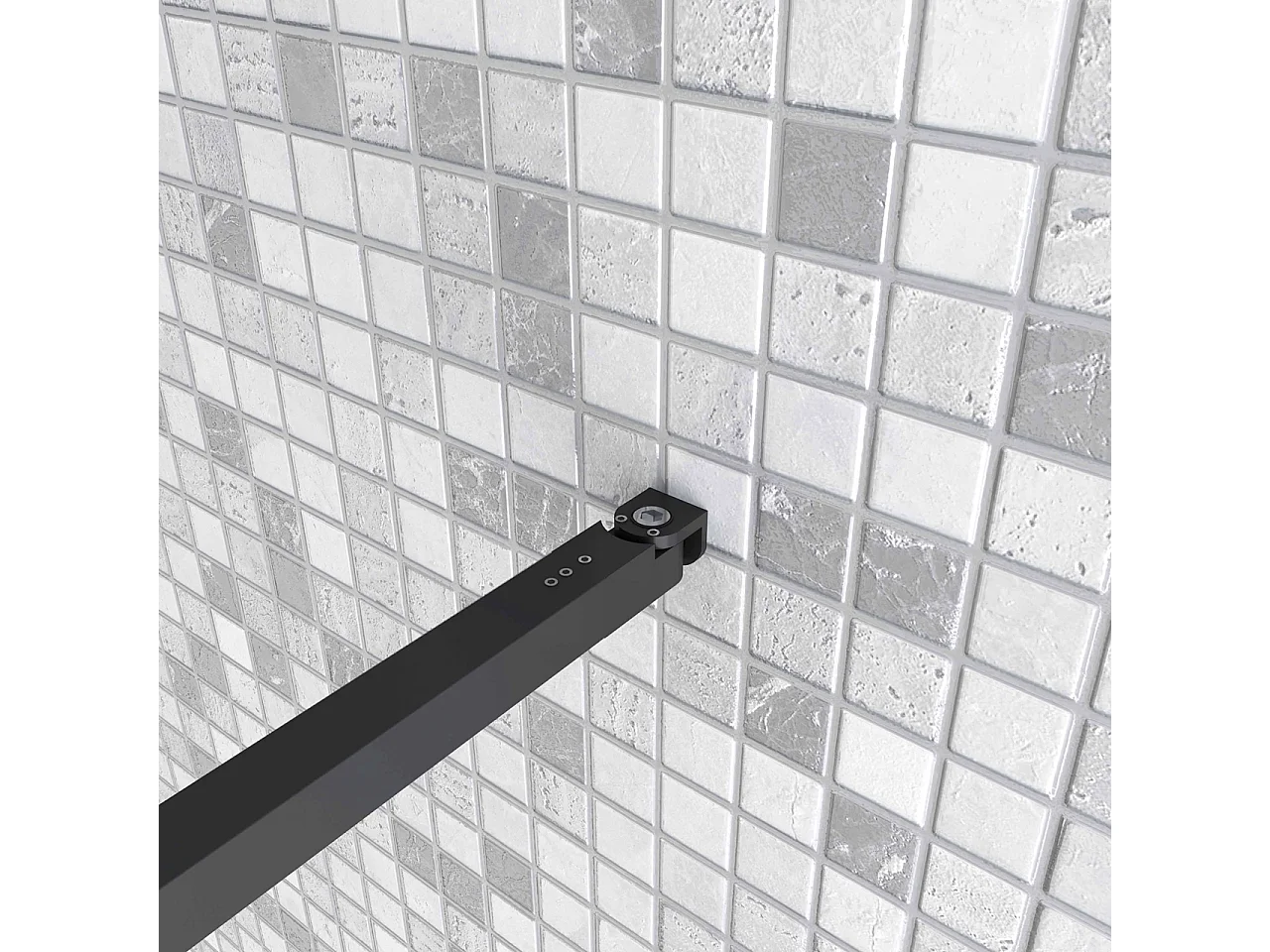 Inloopdouche-douchewand-walk in 8mm NANO EasyClean veiligheidsglas，70x200cm+40x200cm draaibaar hoekprofiel+73-120cm Stabilisatiestang,mat zwart aluminium profiel.