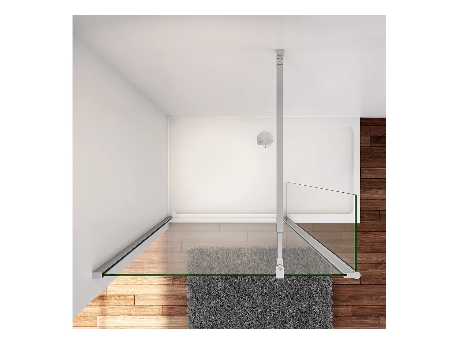 Inloopdouche-douchewand-walk in 8mm NANO EasyClean veiligheidsglas，85x200cm+40x200cm draaibaar hoekprofiel+73-120cm Stabilisatiestang,glanzend chroom profiel