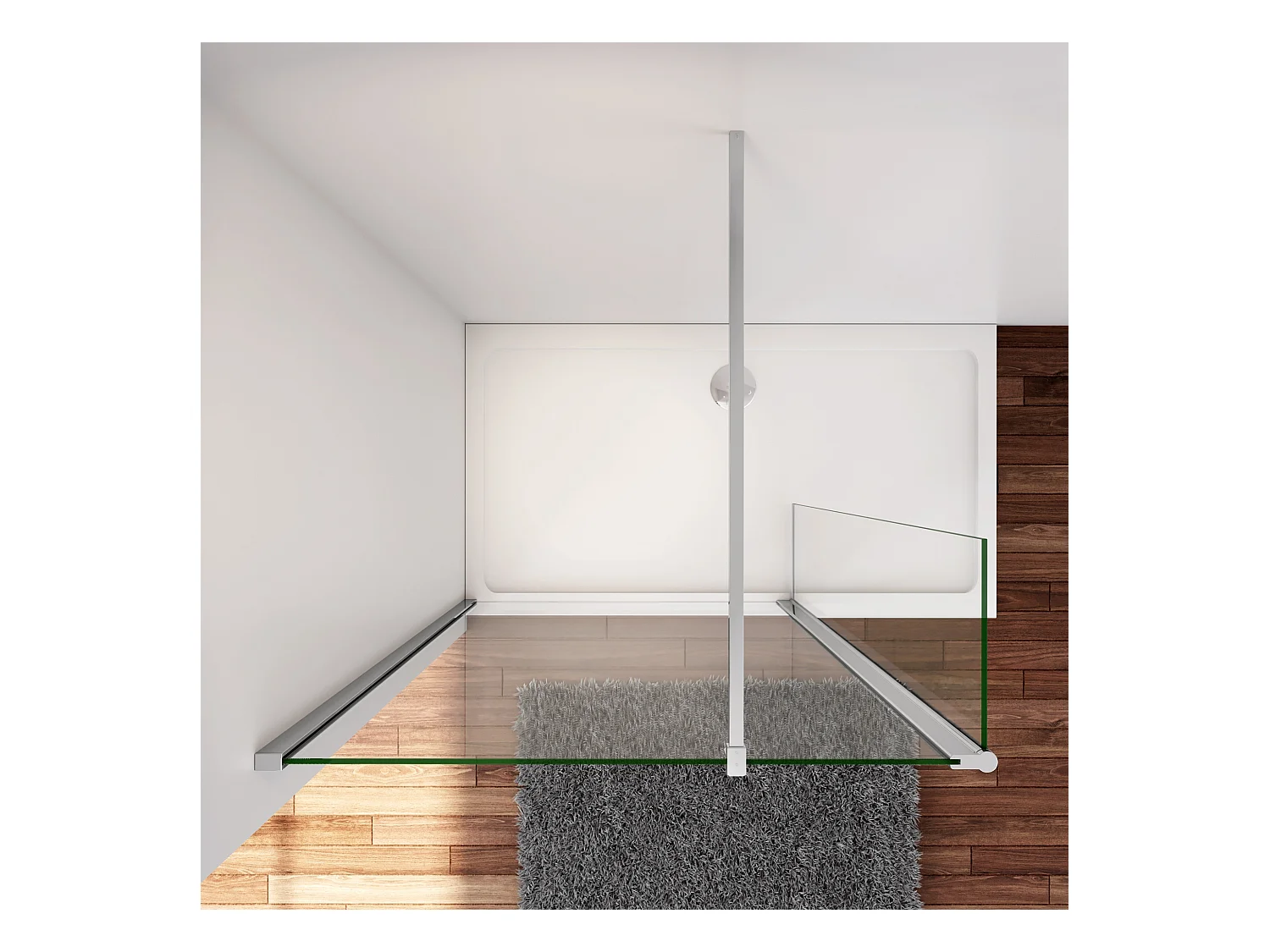 Inloopdouche-douchewand-walk in 8mm NANO EasyClean veiligheidsglas，100x200cm+30x200cm draaibaar hoekprofiel+F-vorm: 90 Stabilisatiestang,glanzend chroom profiel