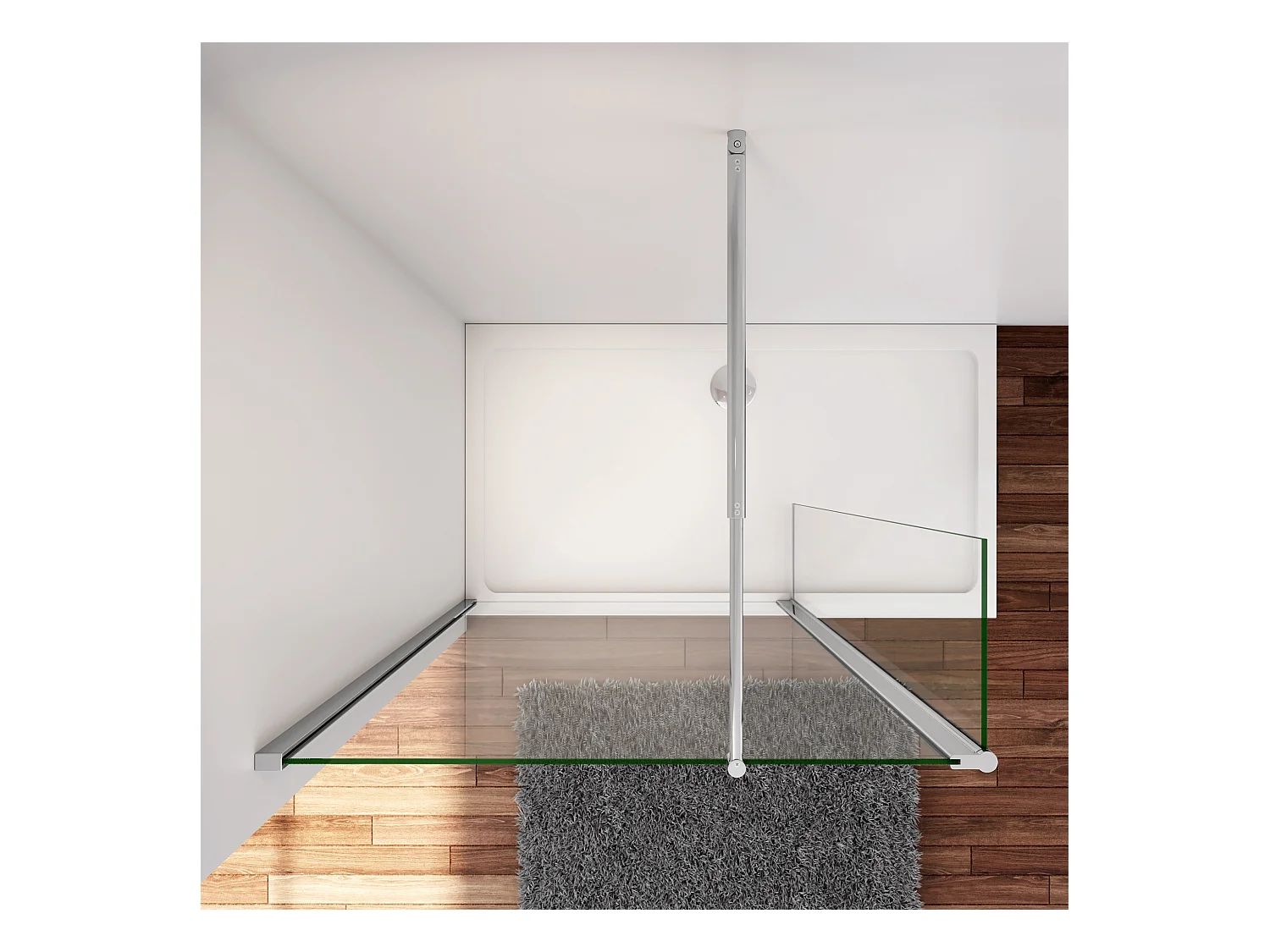 Inloopdouche-douchewand-walk in 8mm NANO EasyClean veiligheidsglas，90x200cm+40x200cm draaibaar hoekprofiel+70-120cm Stabilisatiestang,glanzend chroom profiel