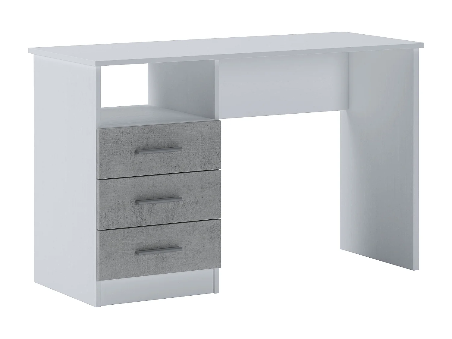Scrivania Scrittoio Salvaspazio Lipsia Con Cassetti Laterali Mobile Desk Postazione Pc Da Studio Ufficio Soggiorno Cameretta 120 x 72 x 48 Cm Bianco Grigio Cemento