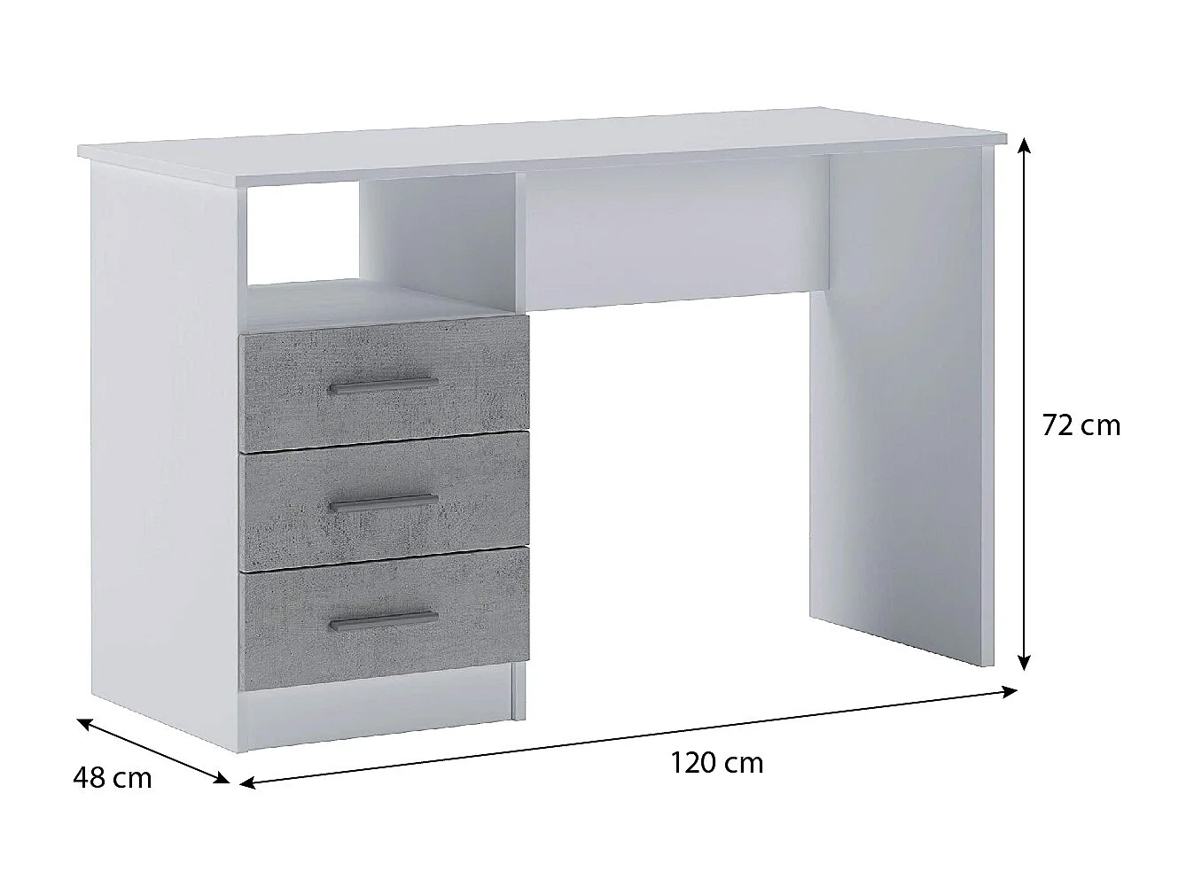 Scrivania Scrittoio Salvaspazio Lipsia Con Cassetti Laterali Mobile Desk Postazione Pc Da Studio Ufficio Soggiorno Cameretta 120 x 72 x 48 Cm Bianco Grigio Cemento