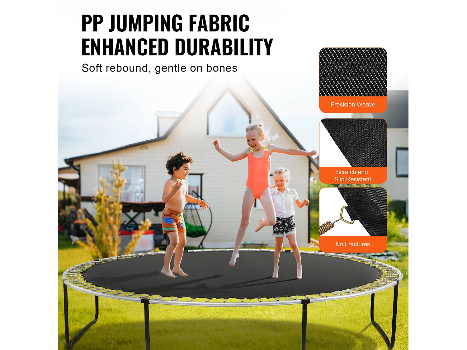 Tapis de Remplacement pour Trampoline SucceBuy, Cadre de 427 cm, 96 Anneaux en V, Ressort de 18 cm, Résistant aux UV, Durable