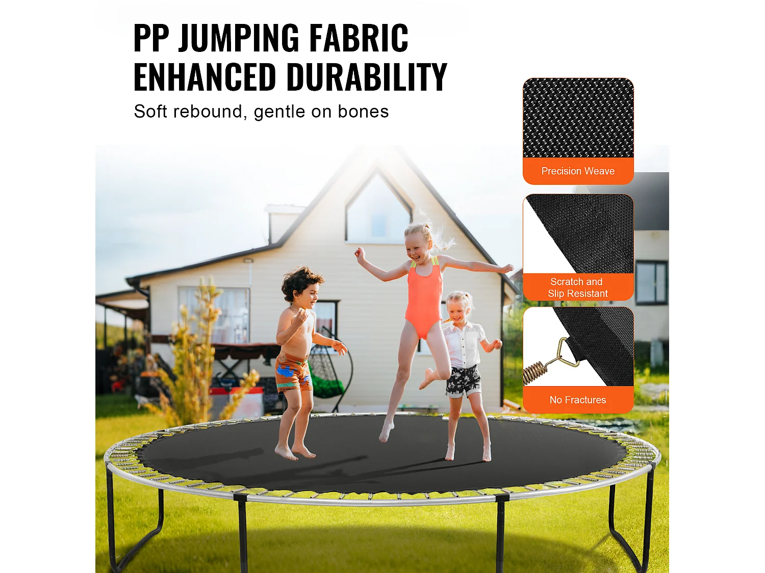 Tapis de Remplacement pour Trampoline SucceBuy, Cadre de 457 cm, 96 Anneaux en V, Ressort de 16 cm, Résistant aux UV, Durable