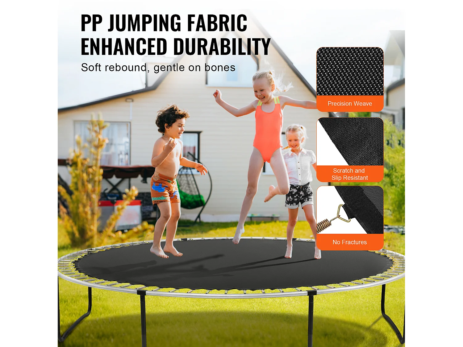 Tapis de Remplacement pour Trampoline SucceBuy, Cadre de 366 cm, 72 Anneaux en V, Ressort de 14 cm, Résistant aux UV, Durable