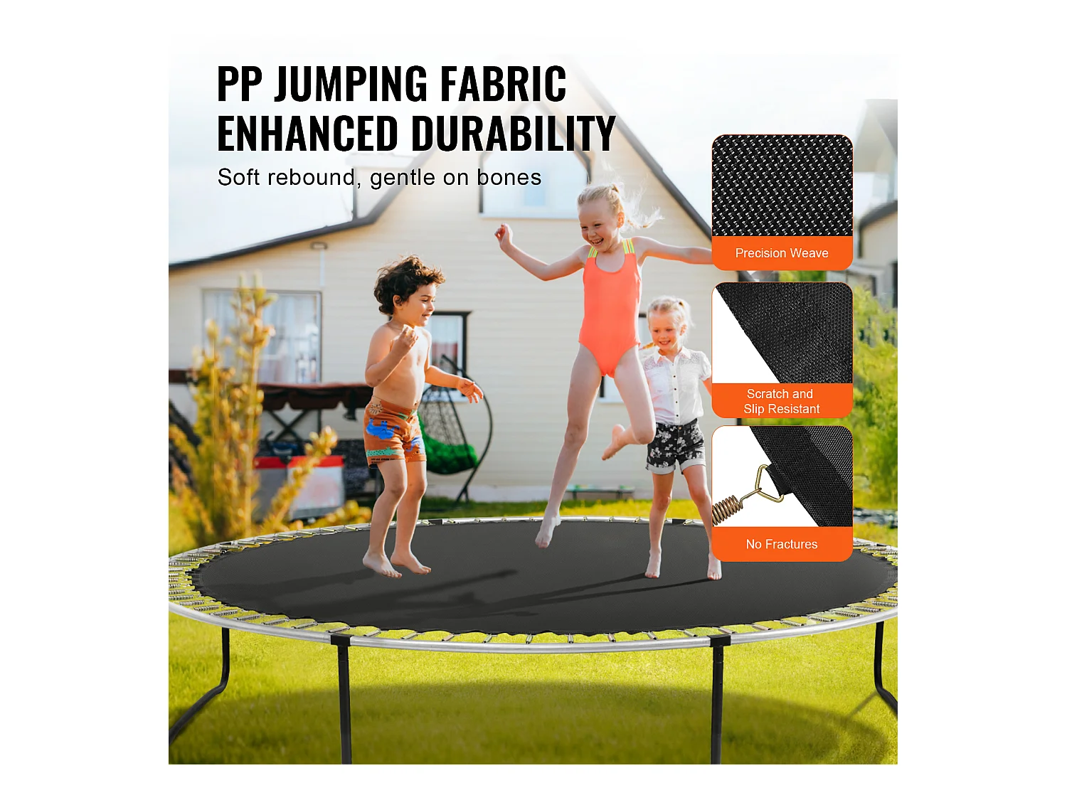 Tapis de Remplacement pour Trampoline SucceBuy, Cadre de 396 cm, 80 Anneaux en V, Ressort de 18 cm, Résistant aux UV, Durable