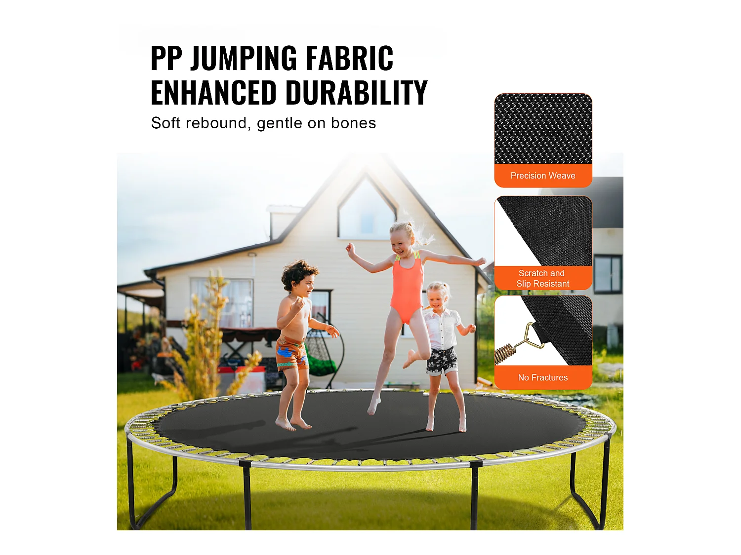 Tapis de Remplacement pour Trampoline SucceBuy, Cadre de 457 cm, 96 Anneaux en V, Ressort de 18 cm, Résistant aux UV, Durable