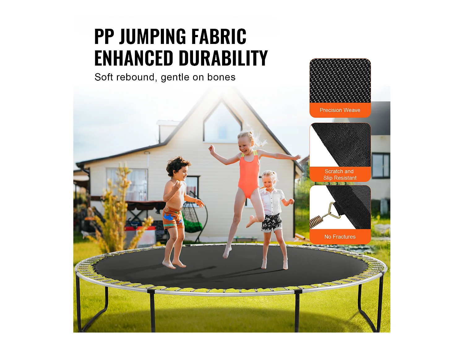 Tapis de Remplacement pour Trampoline SucceBuy, Cadre de 427 cm, 72 Anneaux en V, Ressort de 14 cm, Résistant aux UV, Durable