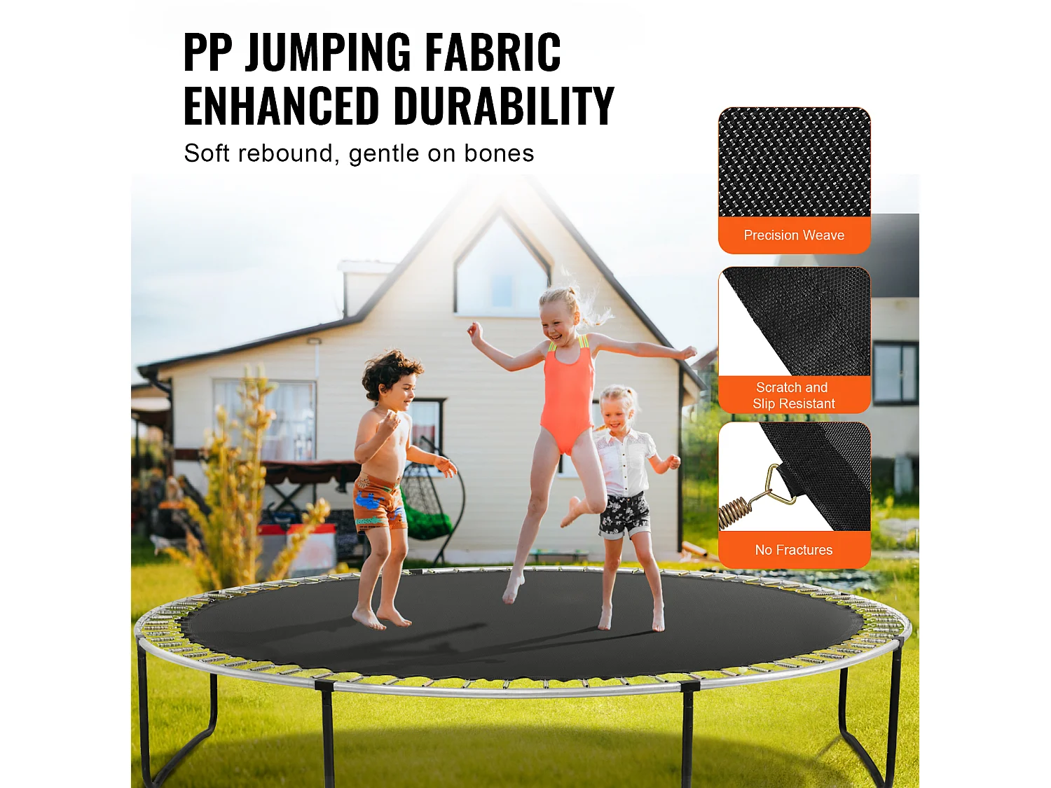 Tapis de Remplacement pour Trampoline SucceBuy, Cadre de 427 cm, 72 Anneaux en V, Ressort de 14 cm, Résistant aux UV, Durable