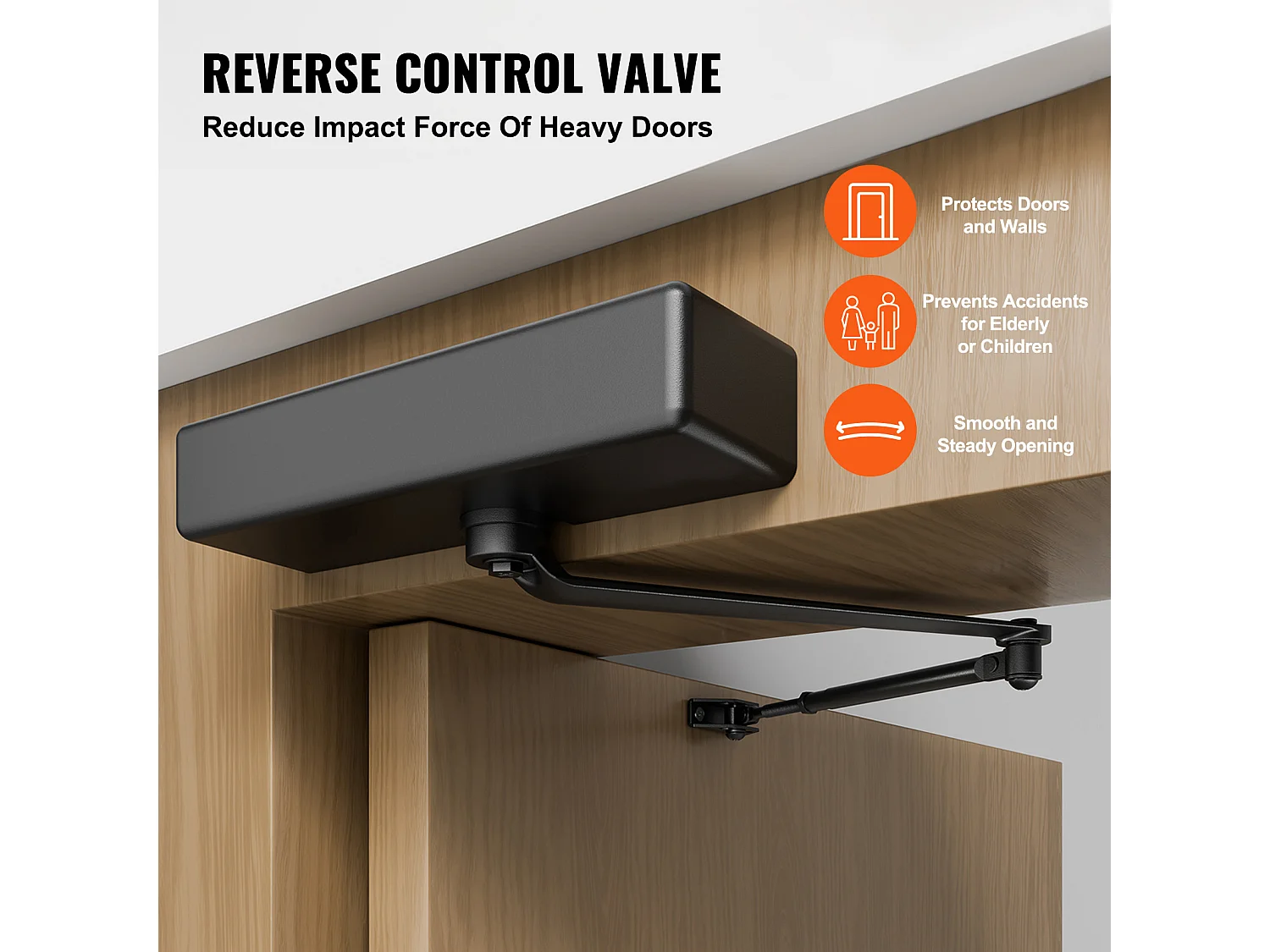 Automatische Deurdranger SucceBuy, Verstelbare Hydraulische Demper voor Deuren tot 120 kg, Robuust Aluminium Gietwerk, Gemakkelijke Installatie, Zwart