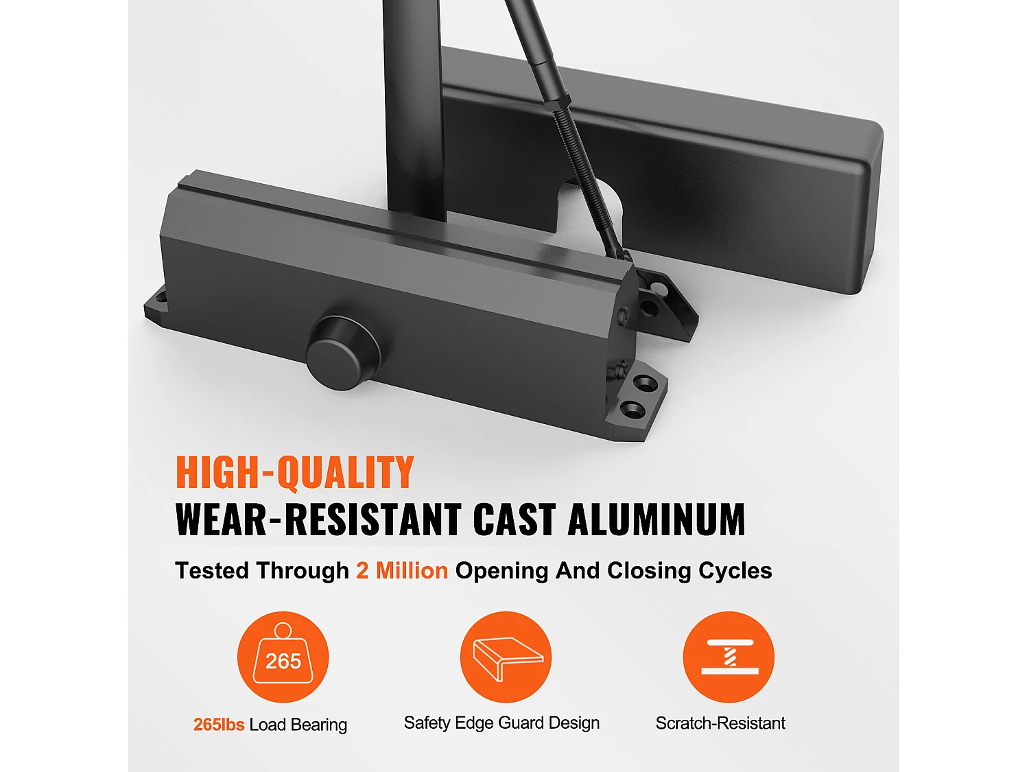 Automatische Deurdranger SucceBuy, Verstelbare Hydraulische Demper voor Deuren tot 120 kg, Robuust Aluminium Gietwerk, Gemakkelijke Installatie, Zwart