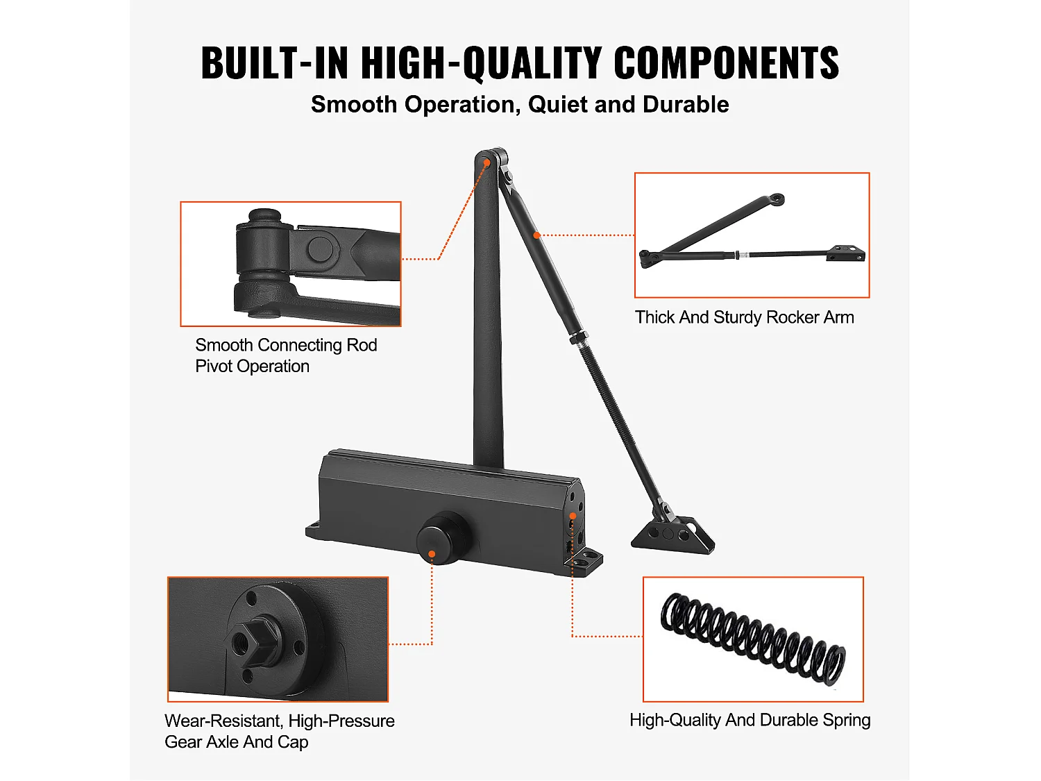 Automatische Deurdranger SucceBuy, Verstelbare Hydraulische Demper voor Deuren tot 120 kg, Robuust Aluminium Gietwerk, Gemakkelijke Installatie, Zwart