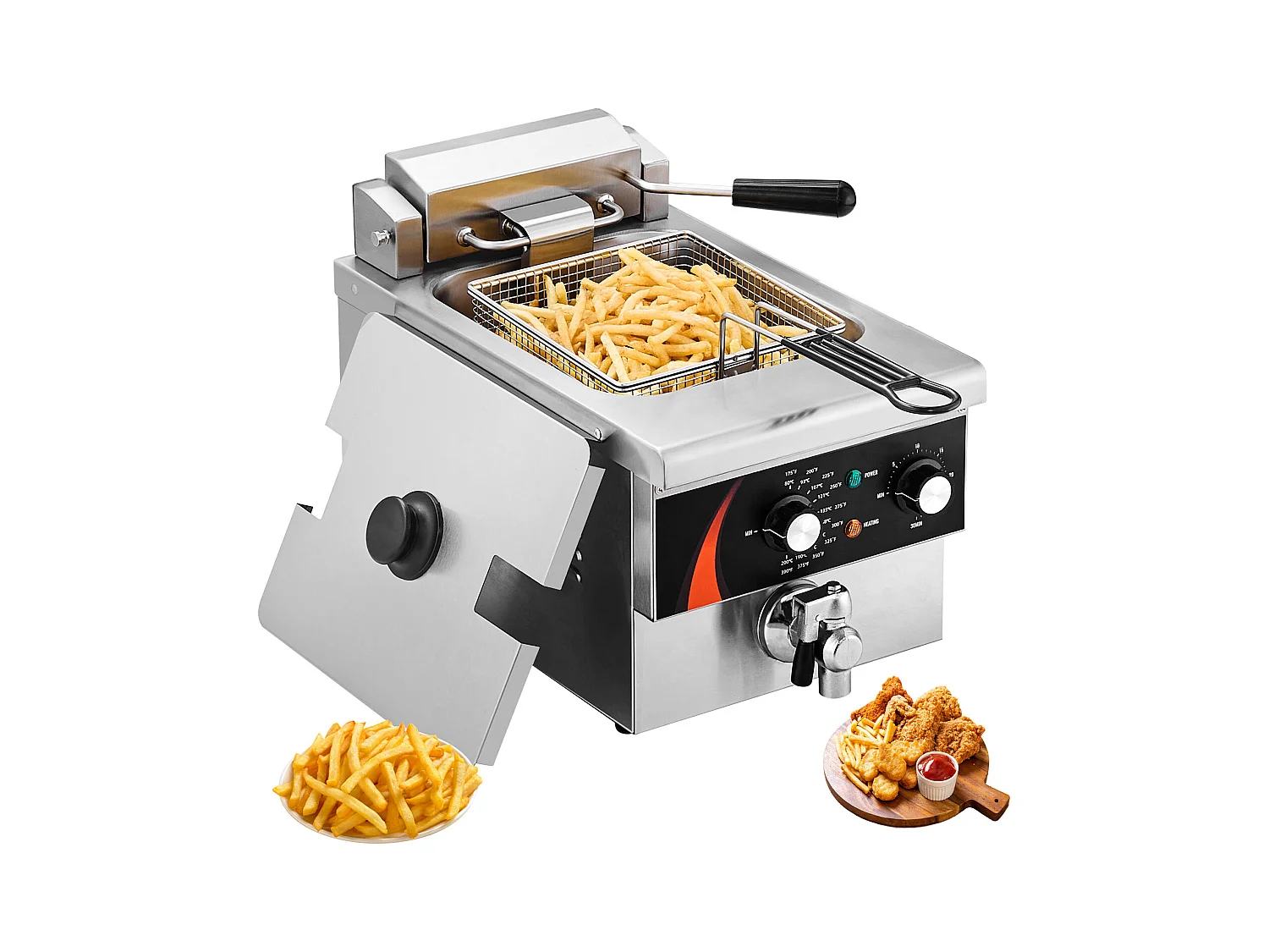 Friteuse SucceBuy Commerciale de Comptoir 8,5 L 1750 W, Conçue pour Usage Intensif dans les Établissements de Restauration Rapide