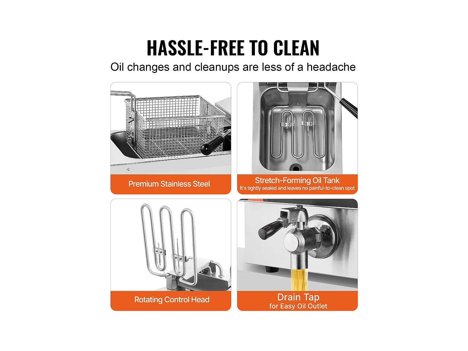 Friteuse SucceBuy Commerciale de Comptoir 8,5 L 1750 W, Conçue pour Usage Intensif dans les Établissements de Restauration Rapide