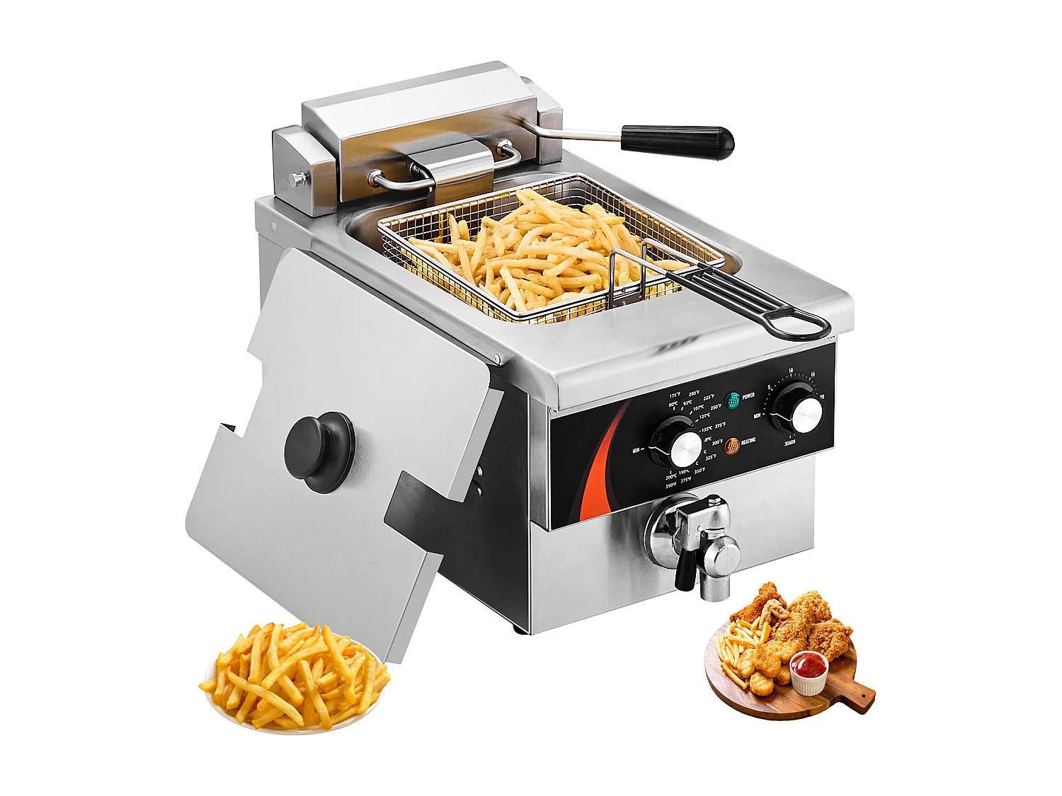 Friteuse SucceBuy Commerciale de Comptoir 8,5 L 1750 W, Conçue pour Usage Intensif dans les Établissements de Restauration Rapide